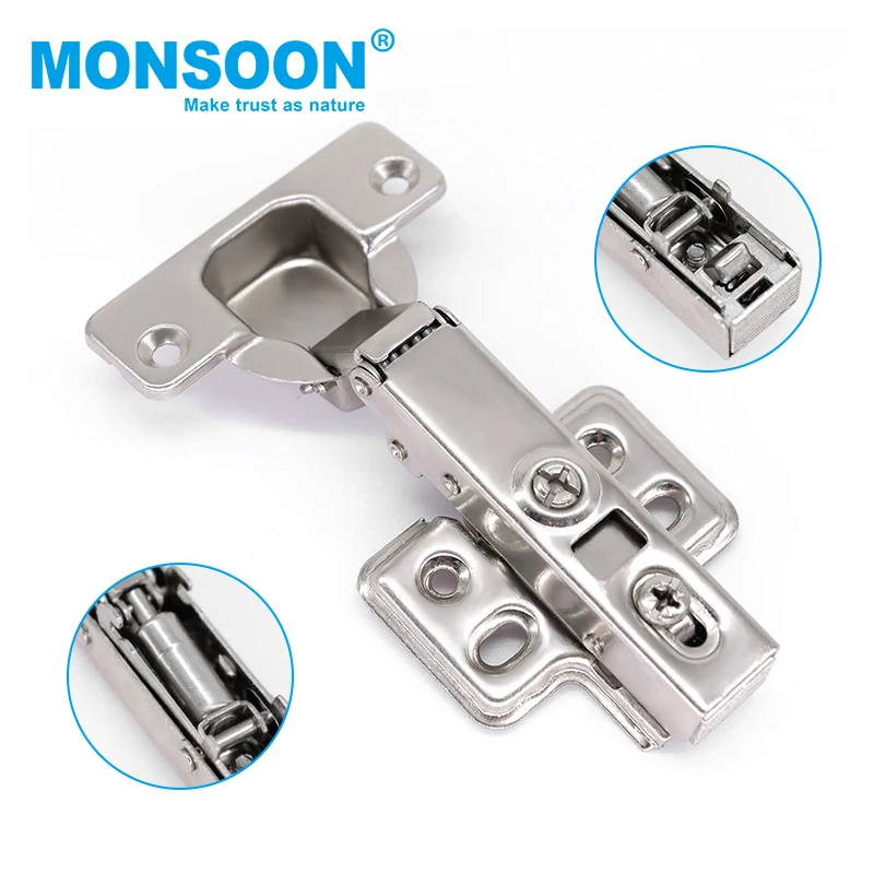 Metal Iron Kitchen Zinic Plated Cabinet Hinge MONSOON One Way Soft Close Furniture Kitchen Concealed Door Hinge