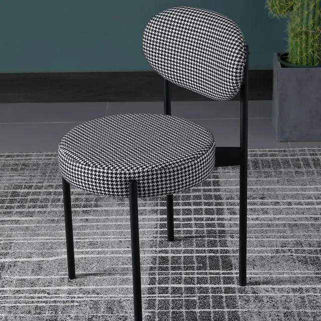 Nordic Modern Designer Fabric Chairs Living Room Backrest Home Dining Room Chrome Metal Legs Stackable Iron Dining Chairs