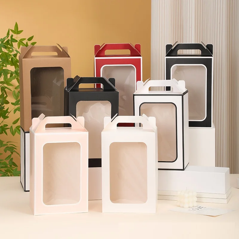 Wholesale Portable Paper Box Packaging With Display Window For Tea Dessert Cake Nuts