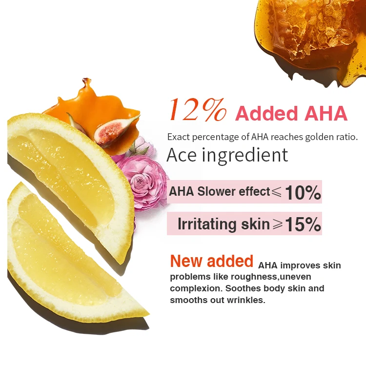 Private Label 100% Organic AHA Vegan Cruelty-Free Body Cream Smooths Exfoliates Whitening Body Lotion For Black Skin