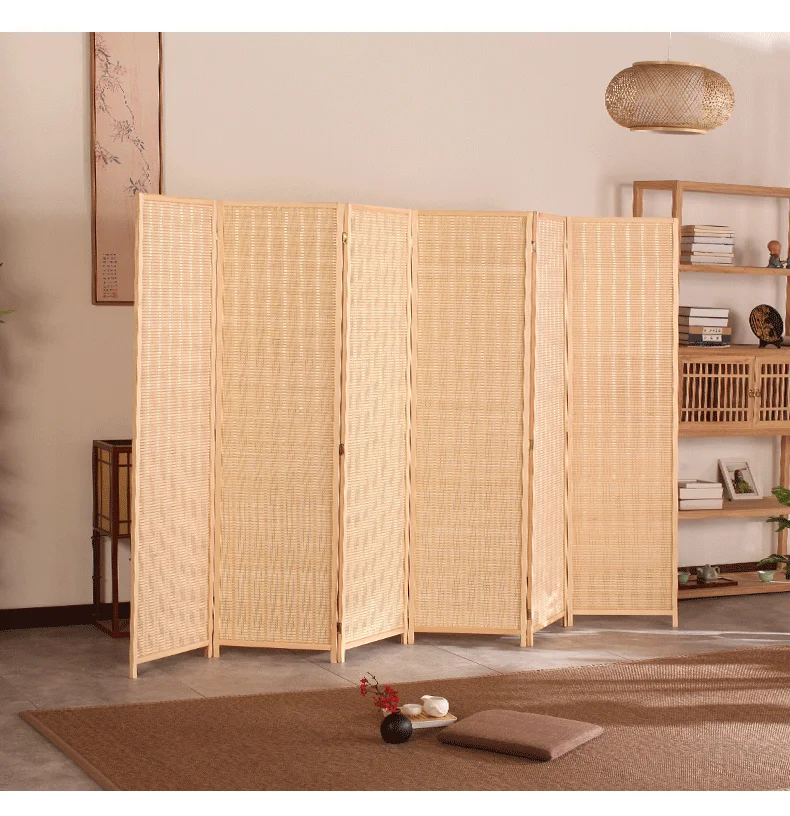 4 panel Tall-Extra Wide Bamboo Room Divider 4 Panel Folding Privacy Screen Wall Divider Room Partitions