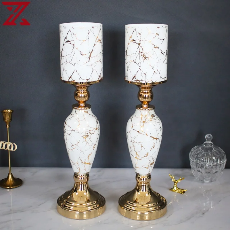 hot selling glass interior decoration set white gold decal ornaments home decoration for gift crafts
