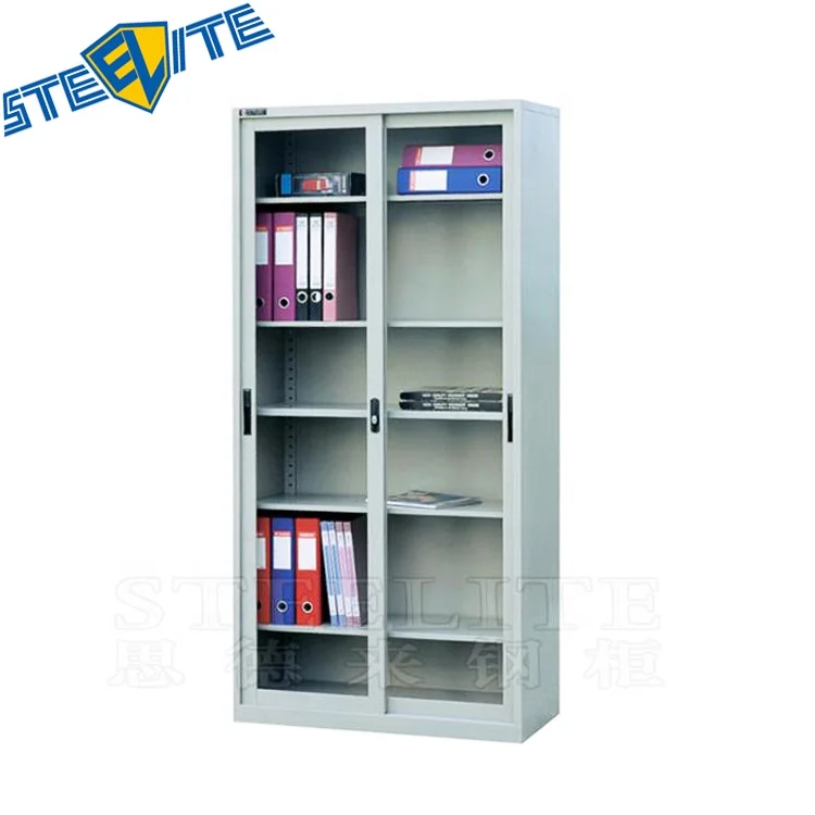 CKD white iron dishes showcase display cabinet/two full glass sliding doors 6-tier kitchen pantry cupboard design for dubai