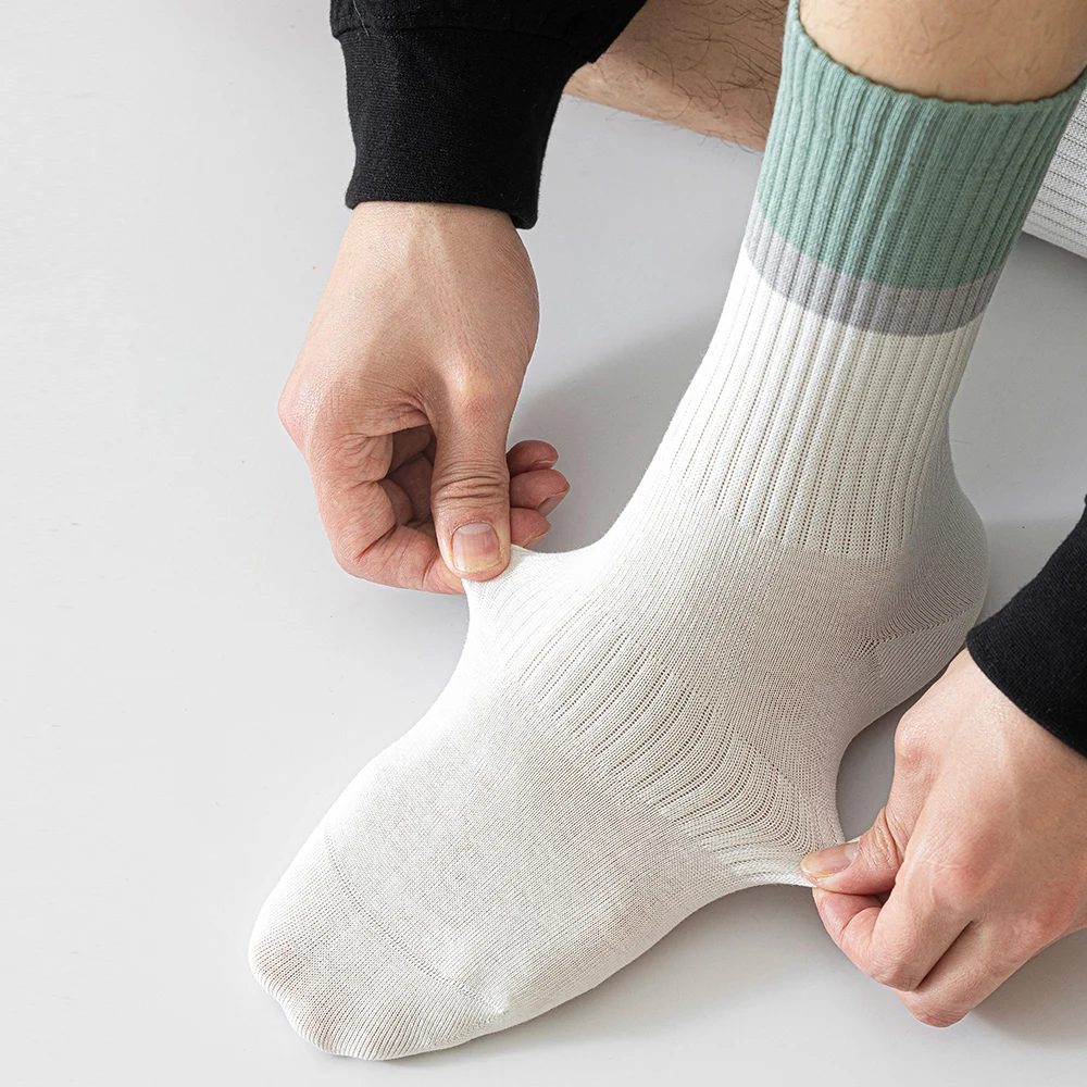 OEM seamless toe drop shipping Sock Men business Chaussettes cotton socks Customize stripe Unisex Crew Socks