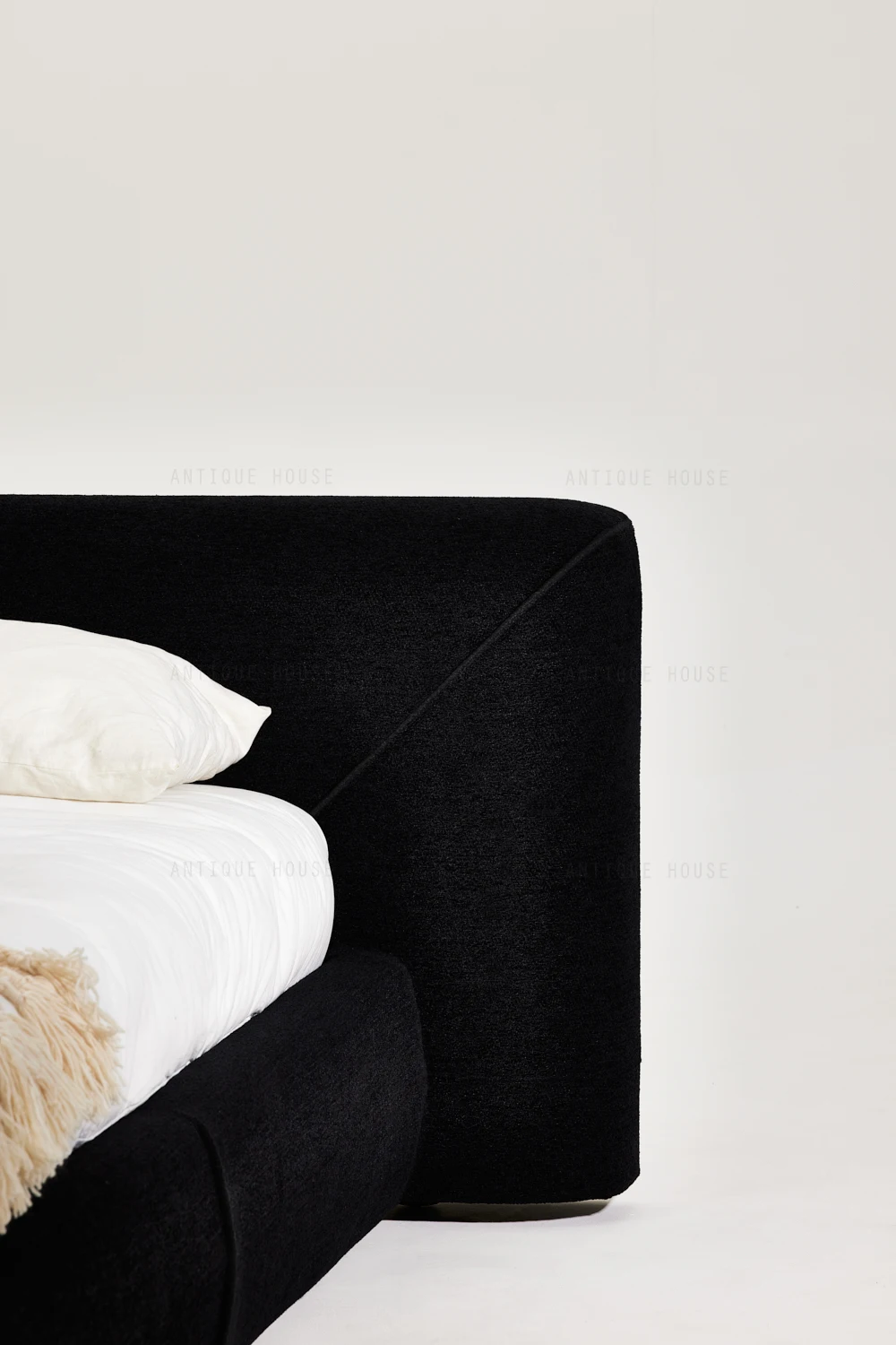 Natural furniture Japandi bedroom furniture design home fabric modern bed double luxury bed for bedroom hotel