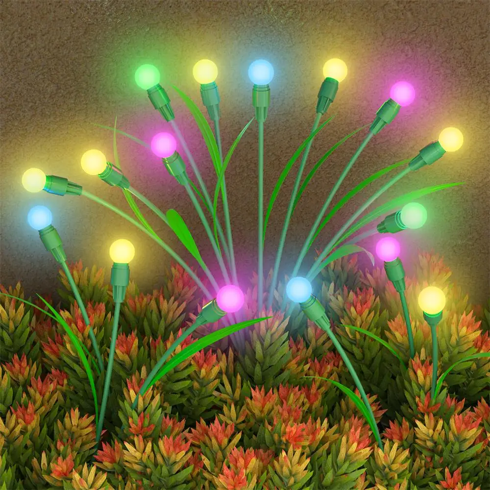 Solar Powered LED Fireflies Lights Landscape Garden Lawn Firefly Swaying Starburst Waterproof Ground Outdoor Pathway Light