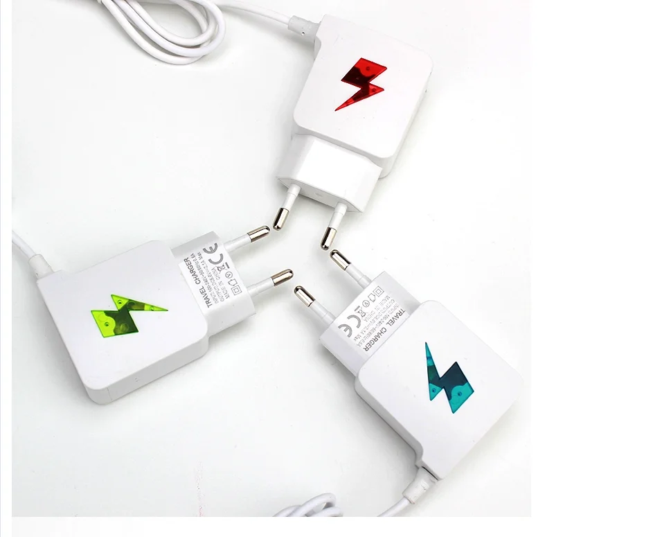 
Professional 2 USB travel adapter mobile phone charger V8 micro usb TYPE-C IOS with cable flash LED light 