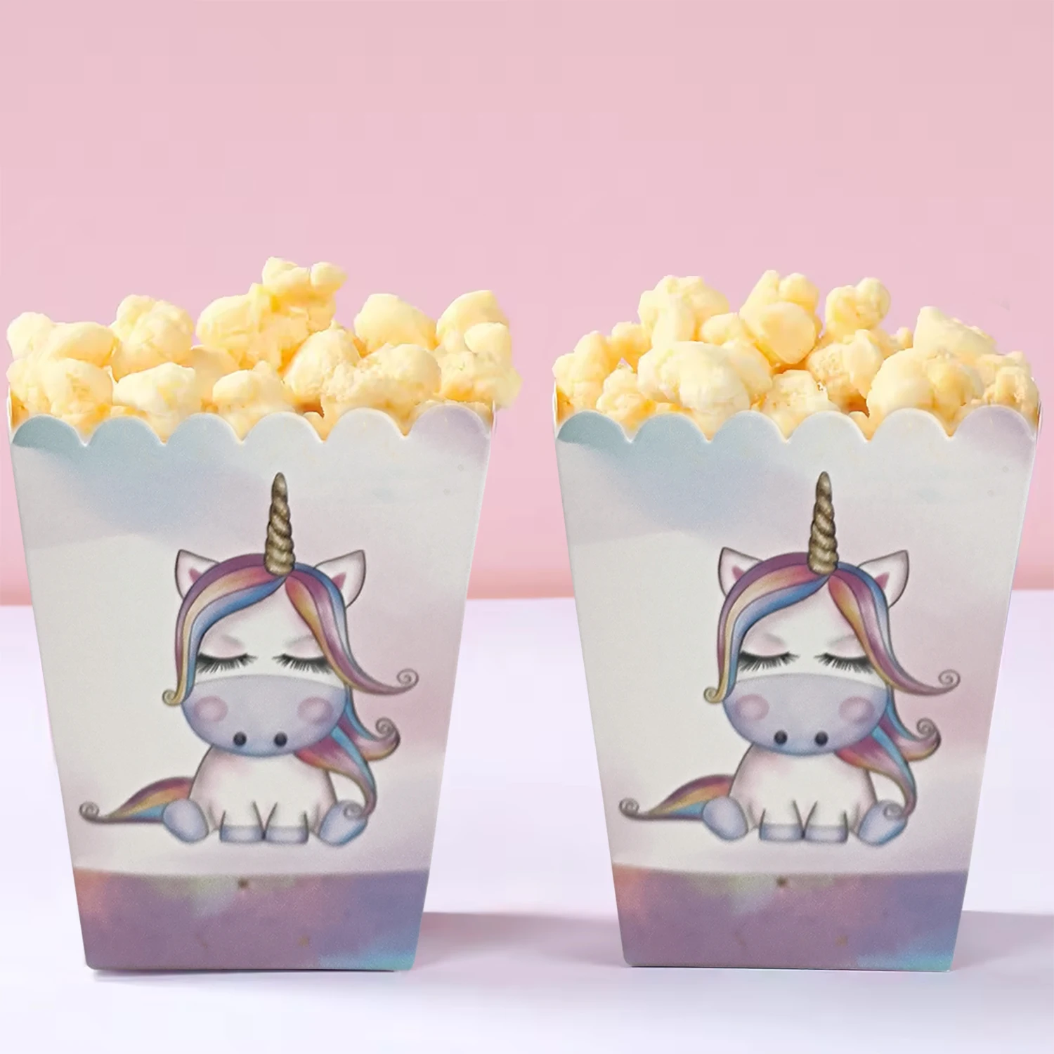 Unicorn Party Supplies Paper Popcorn Box Unicorn Cookie Box Candy Food Snack Packing Box Baby Shower Birthday Party Decoration