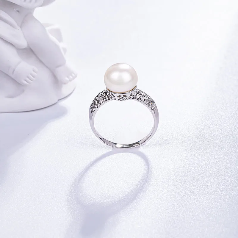 Minimalist Jewelry Cubic Zirconia Engagement Ring Stacking Non Tarnish Real Women Pinky Band Jewelry Pearl Ring Gold