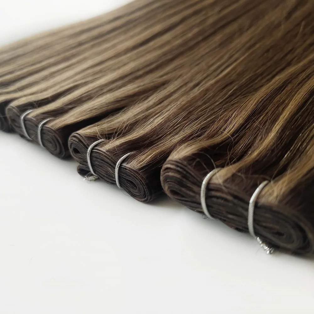 Double Drawn Injected Tape Hair Extensions Making Machine Invisible Skin Piano Color PU Weft