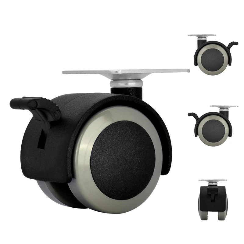 Universal 38mm Nylon Swivel Office Chair Caster Wheels 1.5 Inch Plastic Furniture Wheel Nylon Caster Double Wheels