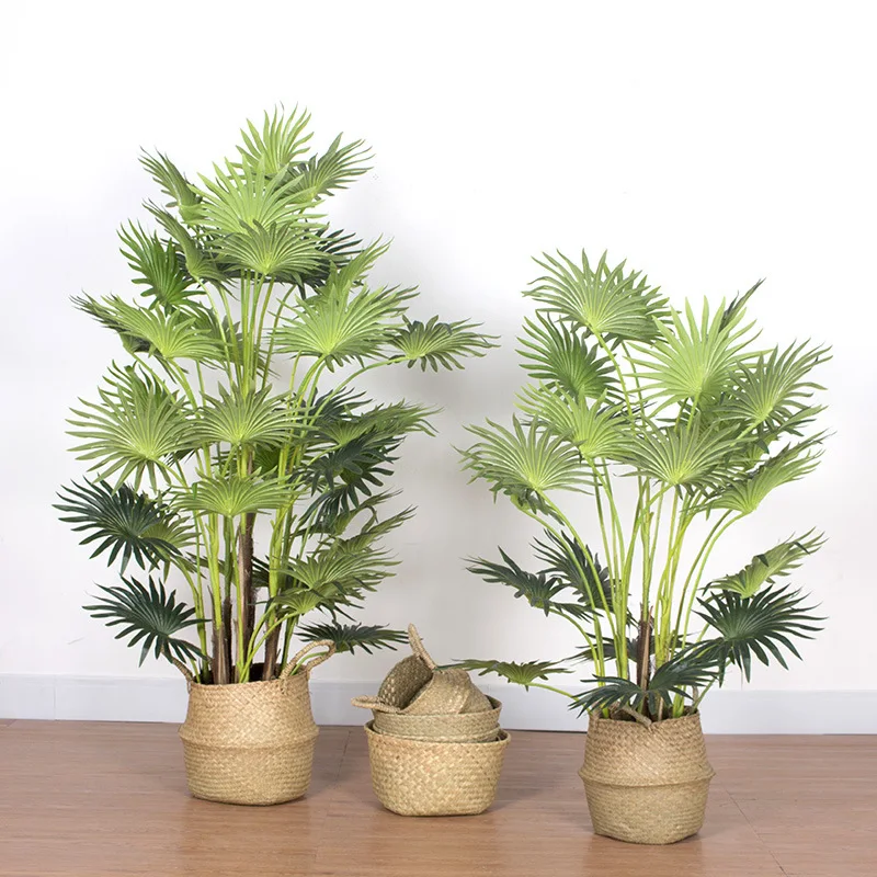 Оптовая продажа новое дизайнерское искусственное пальмовое дерево бонсай большие уличные и комнатные декоративные растения искусственные пальмы в форме мини-веера