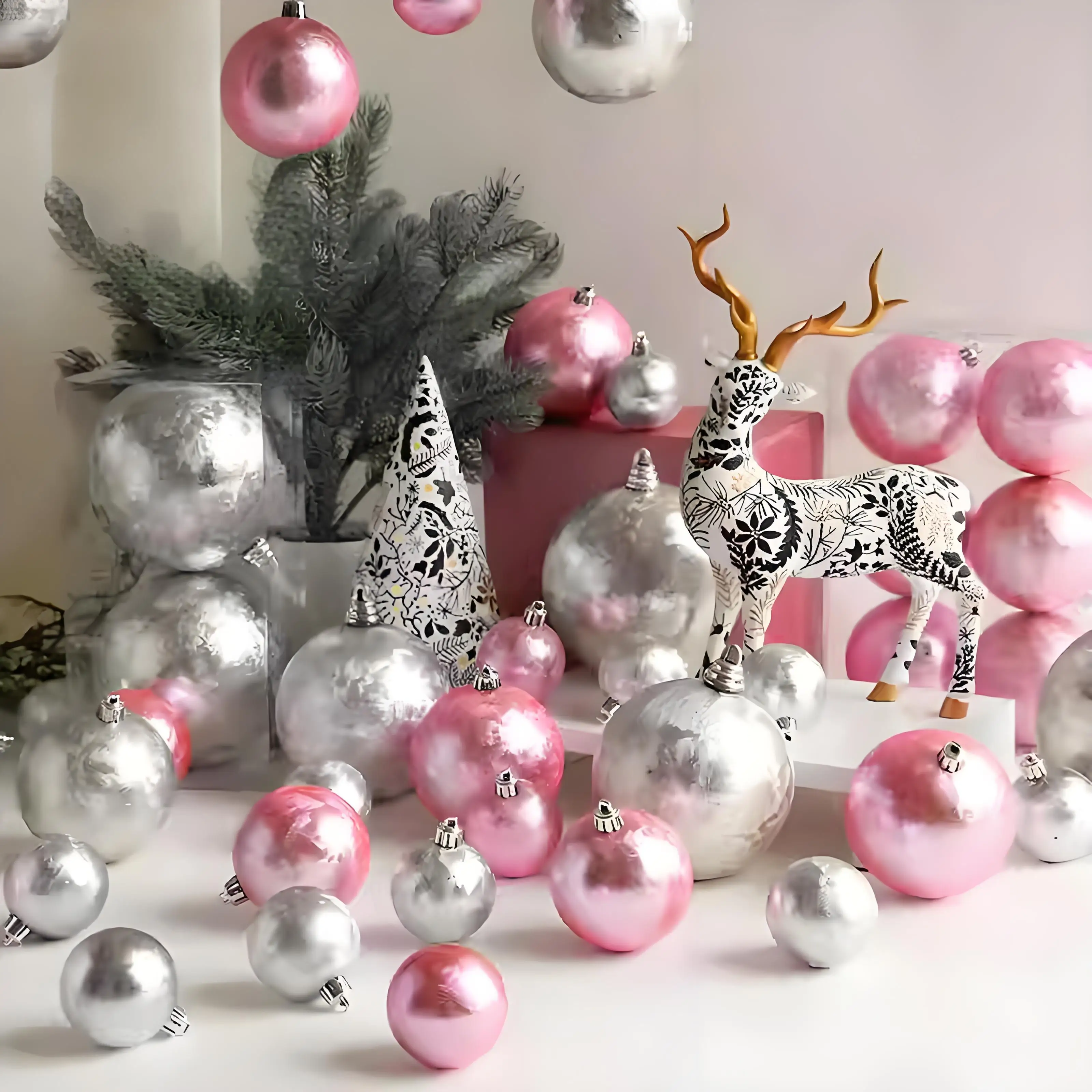 Colorful Christmas ball decorations in various colors can be customized shatterproof stainless steel round balls