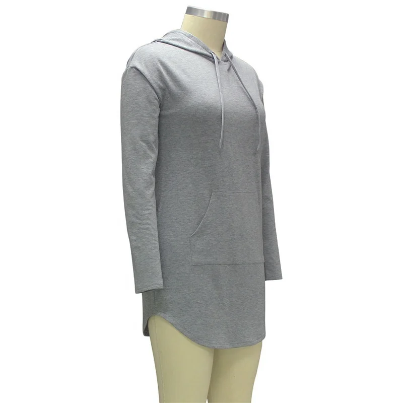 Оригинальный Французский махровый пуловер с длинным рукавом, пуловер без рисунка, Толстовка Оверсайз, женское длинное Повседневное платье-свитшот с изогнутым низом