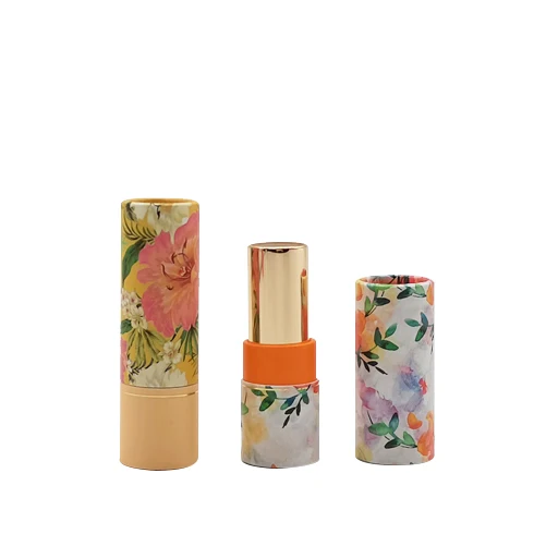 Custom printed twist up cardboard cosmetic containers eco-friendly lipstick paper tube box set packaging