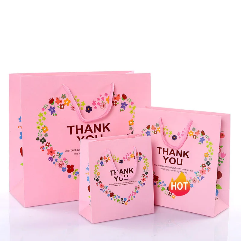 Clothing Paper Bags Business Crushed Anime Packaging Paper Bags Cartoon Tote Wristlet Paper Pink Gift Bags