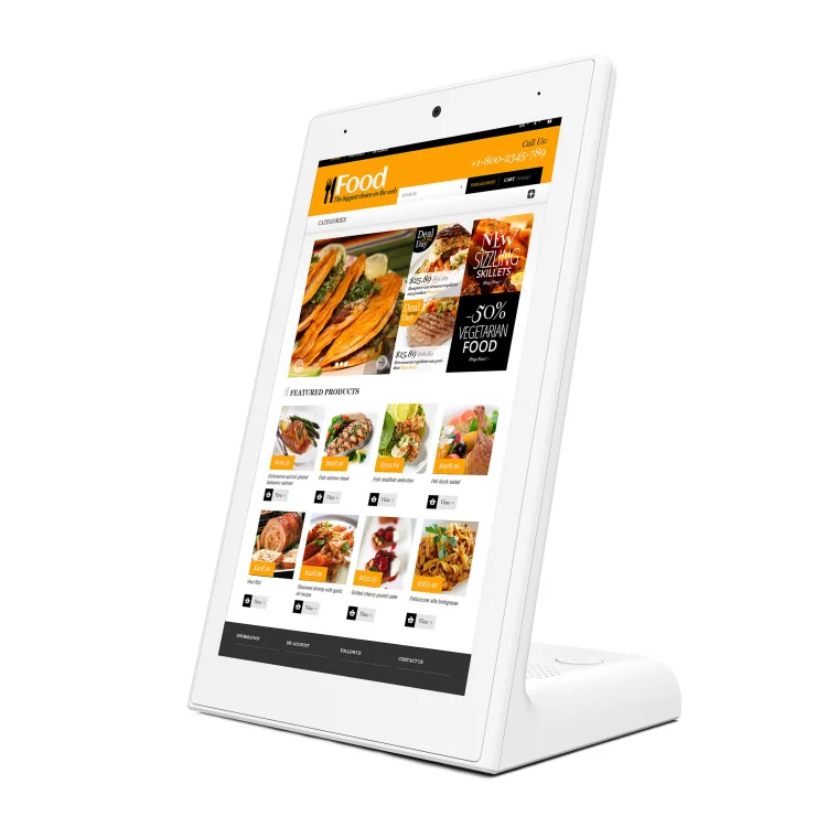 Android Quad core 10.1 inch touch screen display desktop restaurant kiosk all in one L-type Digital Signage