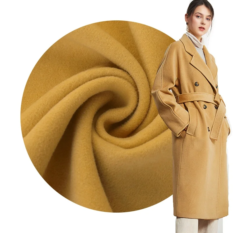 Camel Polyester Woollen Fabric Soft Wool Blends Fabric For Clothing Overcoat