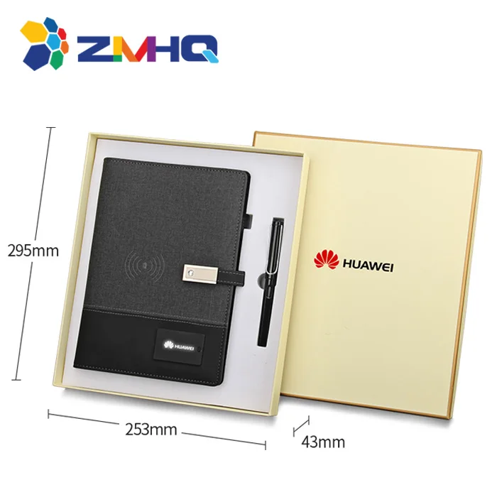 factory professional manufacture business power bank notebook 32G usb flash drive notebook with power bank and usb and light