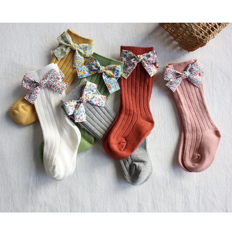 
Lovely Bowknot Baby Girl Socks For Newborn Soft Knitted Baby Socks Infant Toddler Ankle Long Socks 