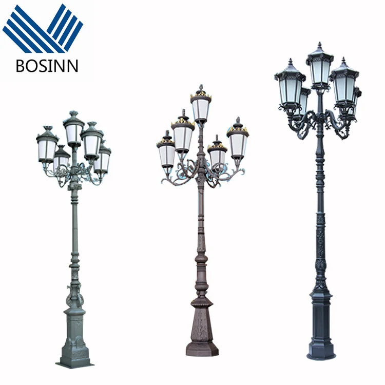 Square Post Lantern Bronze Sculpture Pillar Lights Pedestrian Street Post Lamp Flower Ball European Garden Lights