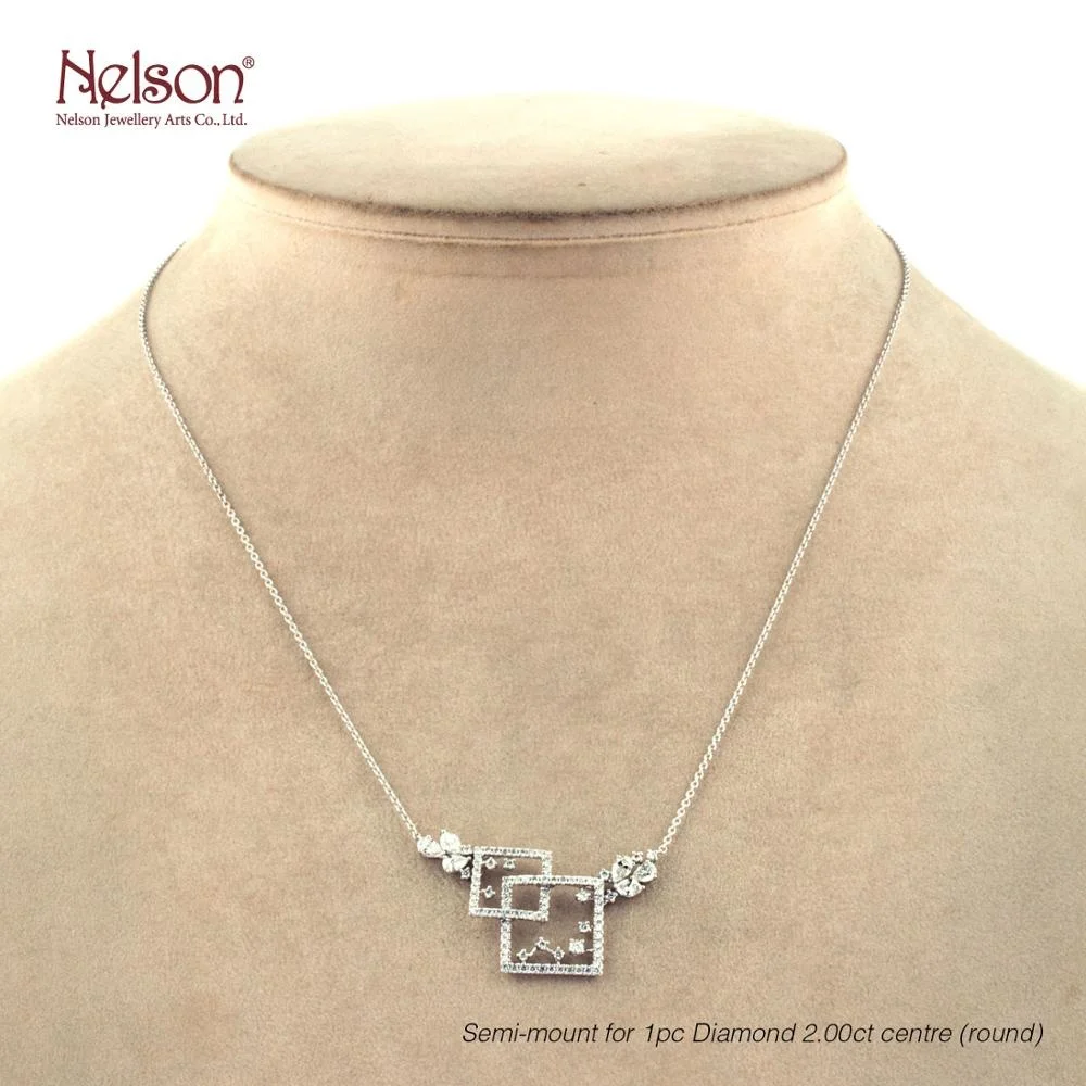 Latest Design Hong Kong Jewelry Manufacturer Luxurious 18K White Gold Real Diamond Jewelry Necklace Chain for women