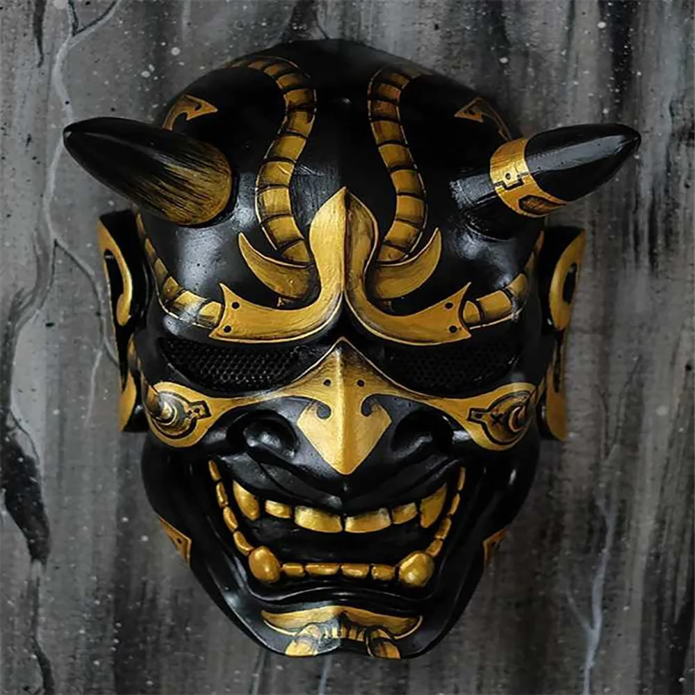 Latex Samurai Mask Japanese Cosplay Mask Soft Horror Rubber Anime Mask Halloween Costume Props Carnival Mascara