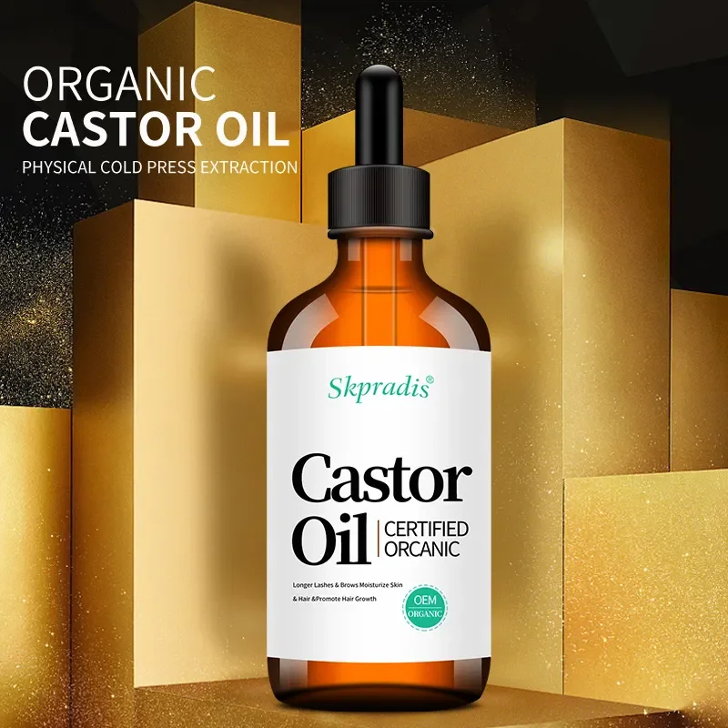100% Pure Natural Organic Premium Cold Pressed Eyelash Hair Growth Serum Castor Oil Custom Logo Liquid Eyelash Growth Treatments