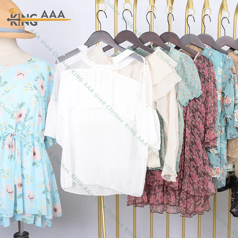 Vintage Blouse Women Beach Dresses clothes bales Women Silk tops China Used Clothes