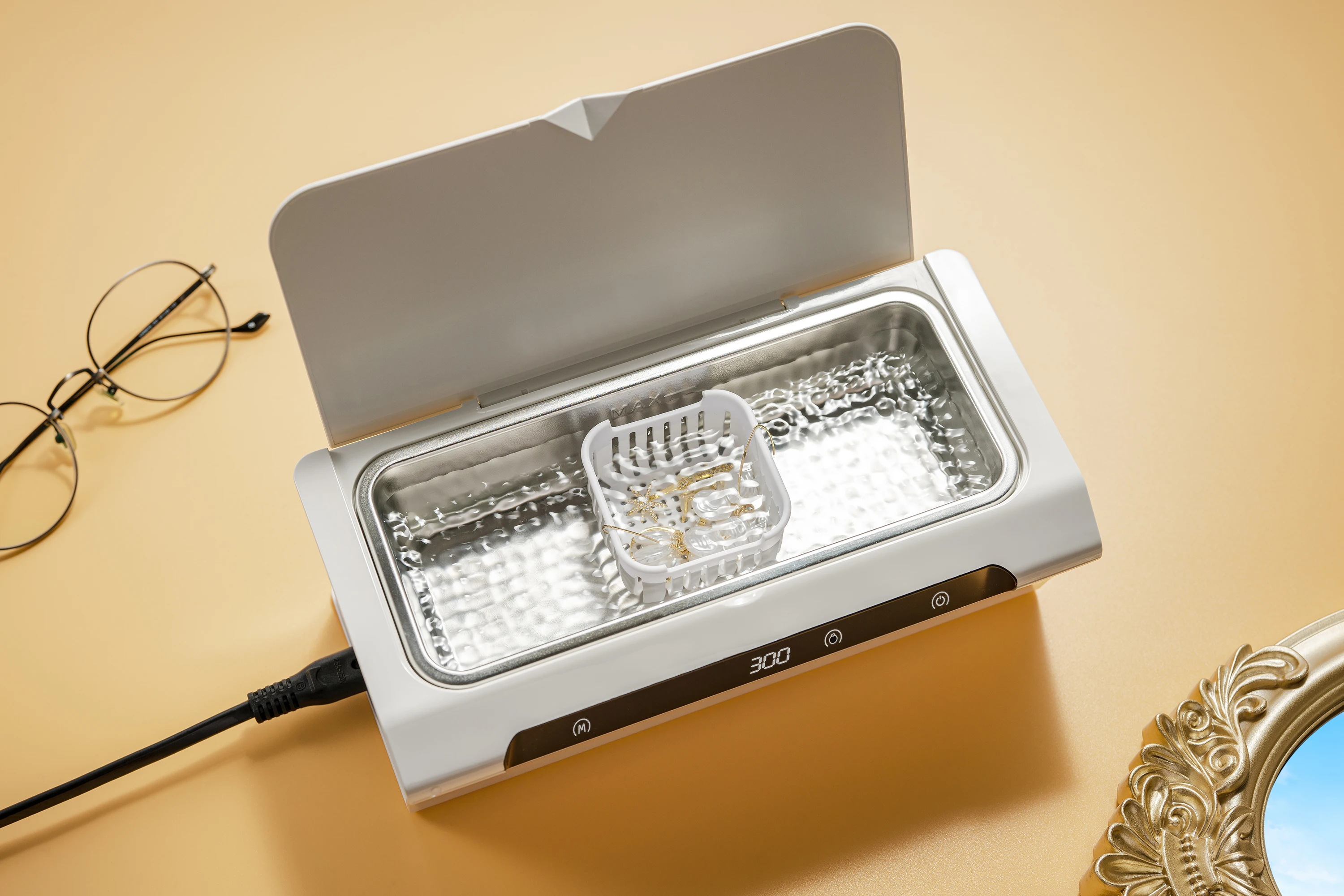 Ультразвуковой очиститель ювелирных изделий, 45 кГц, 500 мл, профессиональный Ультразвуковой очиститель с 4 цифровыми таймерами и емкостью SUS 304, корзина для очистки