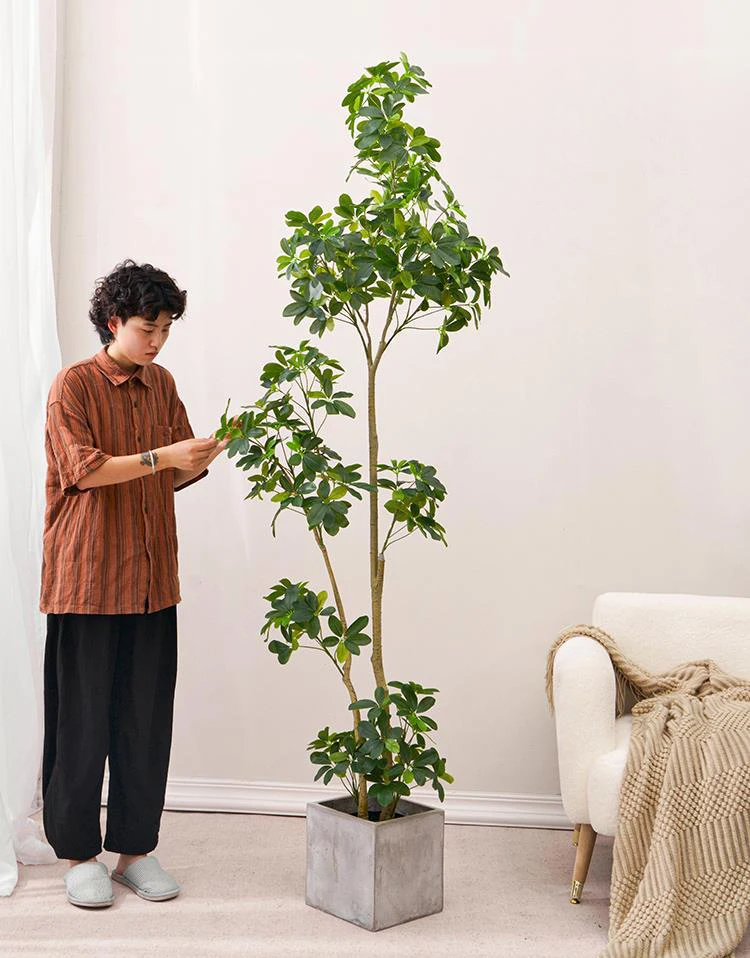 Evergreen Plant Duck Foot Wood Fake Plant Pot Large Indoor Living Room Decoration Landing Landscaping Pieces Tree -149