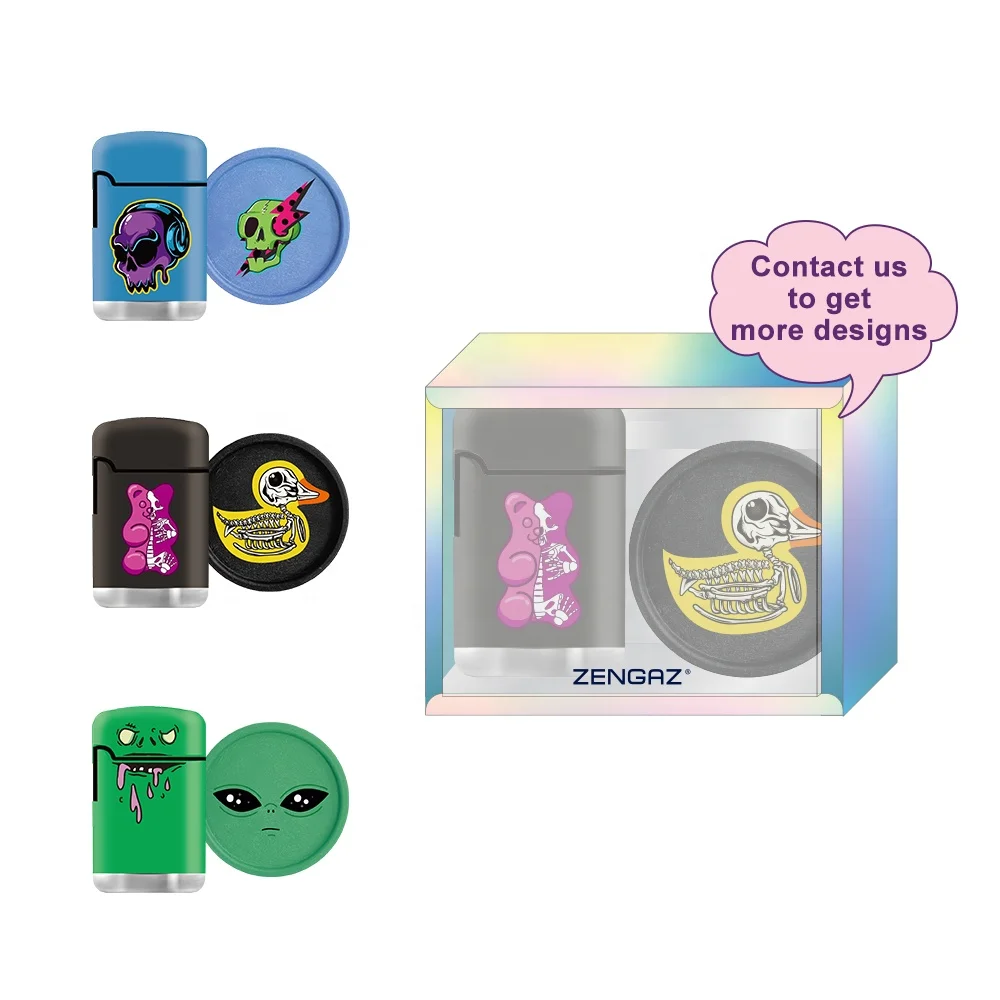 US Free Shipping Butane GasRefill Cool Plastic Herb Grinder Torch Lighter SmokingSet