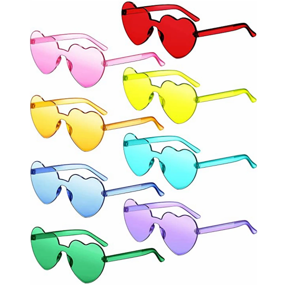 Wholesale uv400 Pink/mix Heart Shape Sunglasses Transparent Candy Color Glasses for Party Cosplay
