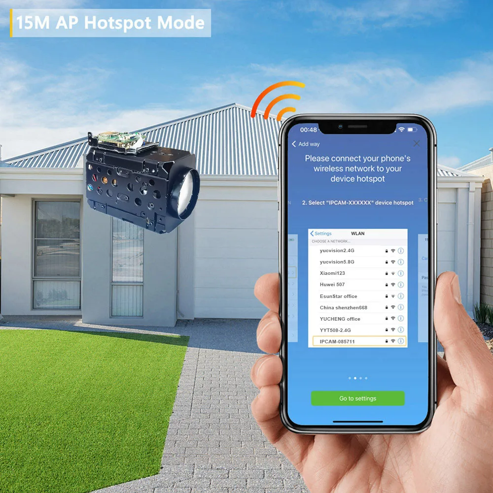 Camhi 4K 8MP IMX415 WIFI Wireless 360X Optical Zoom IP Camera Module Auto IRIS P2P On vif Tf Card Slot Max 256g