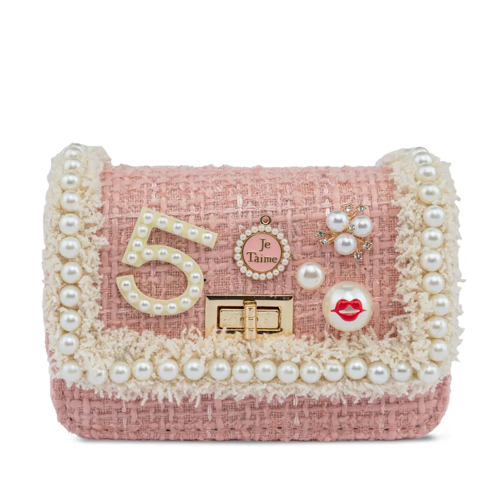 
Lovely Long chain Shoulder Strap Little Girls Purse Kids Tweed Bag Handbags 