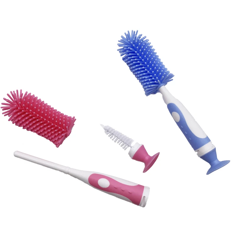 AliGan baby bottle brush cleaner 360 degree cleaning with rotating handle strong suction stand scrub  dual-purpose rotating
