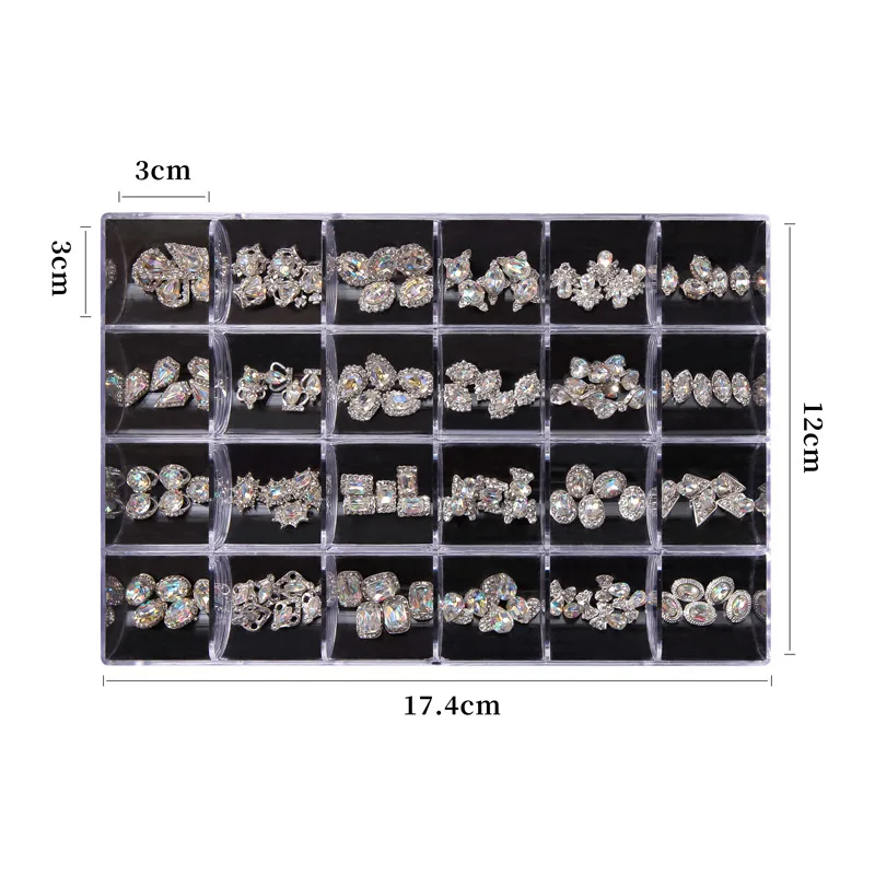 Glitter Alloy Crown Nails Art Sticker With Rhinestone Big Charm 3d 24 Grit Jewelry Designer Decoration Nail Rhinestones