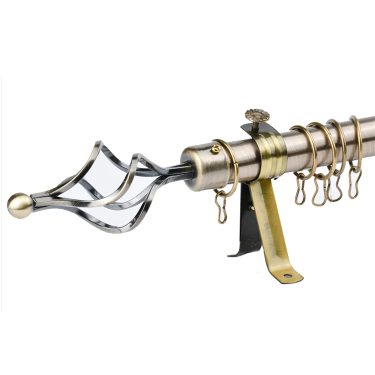 Brand New Adjustable Operated Telescopic Curtain Rods Poles set Tracks Accessories Metal Wall Installation Curtain Pipe Rod