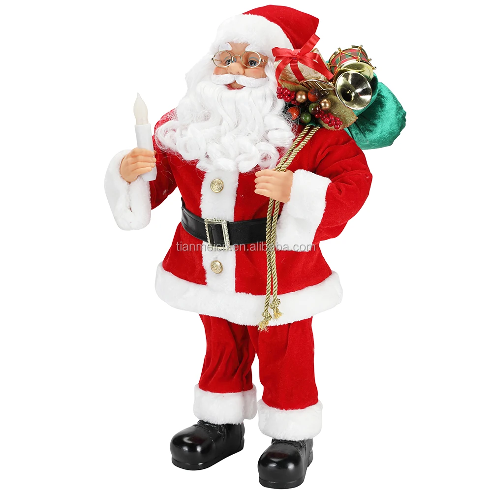 60cm Custom Christmas plush santa claus electric navidad Ornament Decoration Figurine Fabric Holiday Festival Xmas holiday