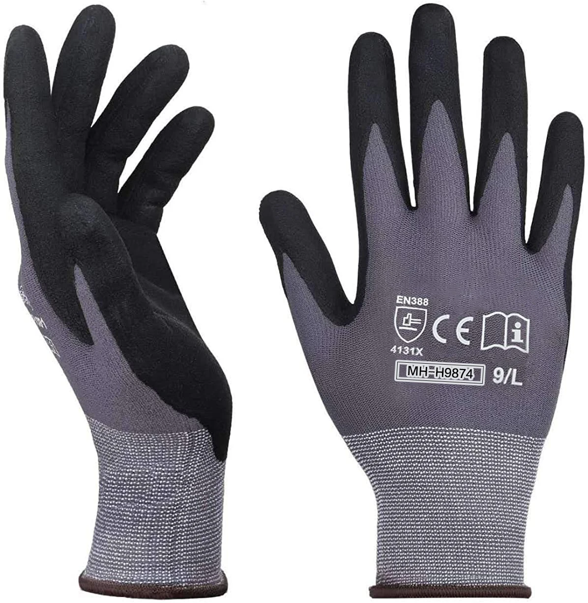 Safety Work Gloves for Men,Seamless Knit Nylon Glove with Breathable Foam Latex Coated Nitrile Coated Gloves
