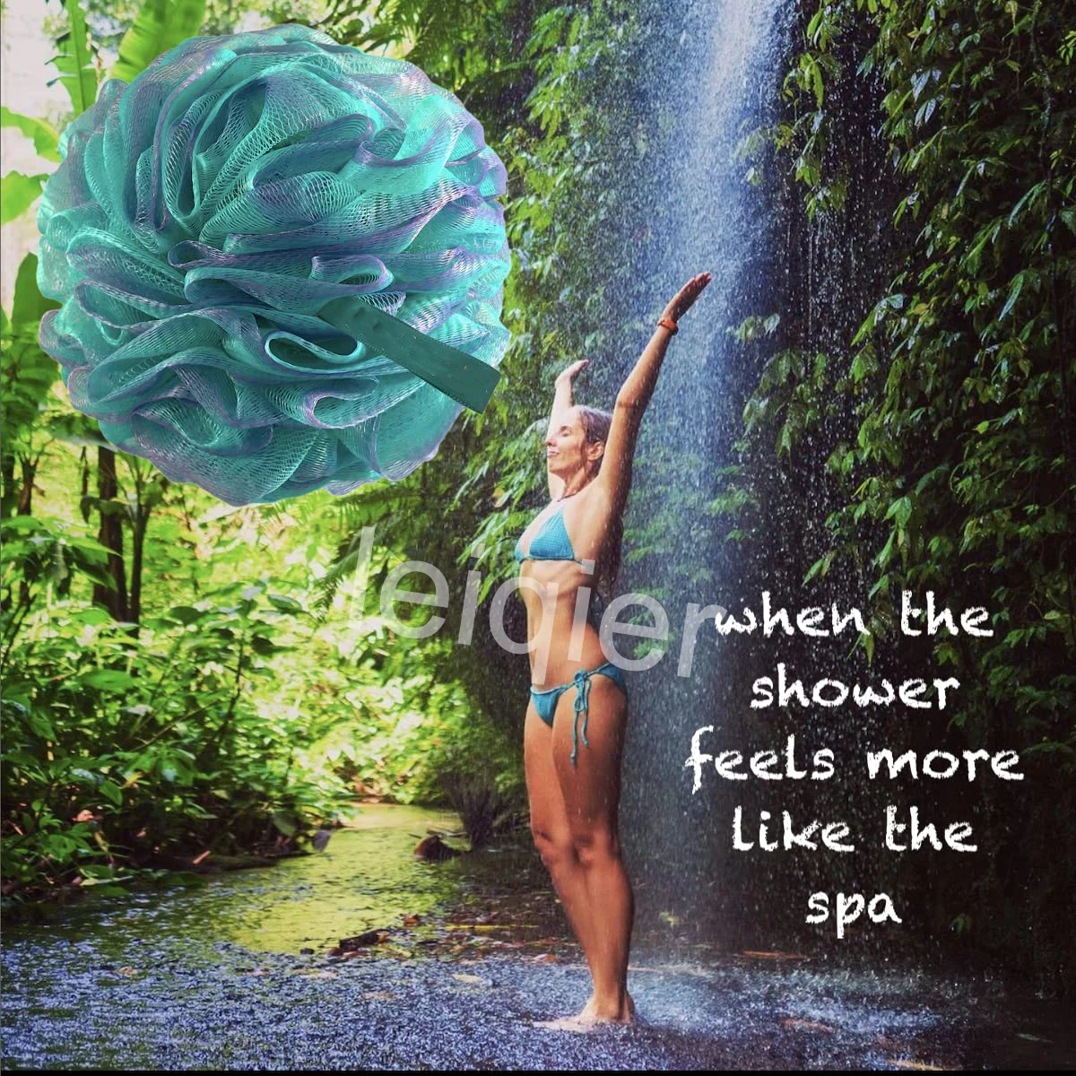 Custom Logo Loofah Bath-Sponge Swirl-Set-XL-75g Extra-Large Mesh Pouf (4 Pack Color Swirls) Luffa Loofa Loufa Puff Scrubber