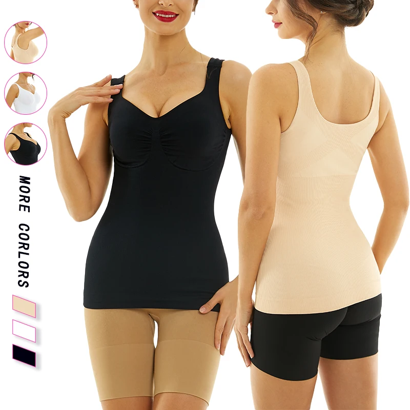 Women Seamless Wide Strap Slimming Tank Top Control Compression Breathable Shapewear Basic Daily Tank Top Vest