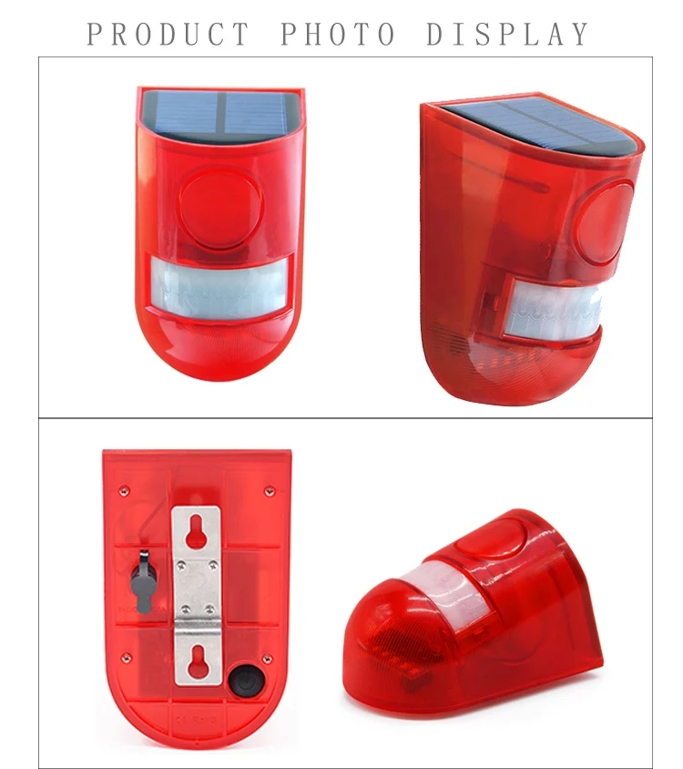 50 days Standby Outdoor Wireless Solar Security Siren Strobe Lights Infrared Human Body Induction Solar Alarm