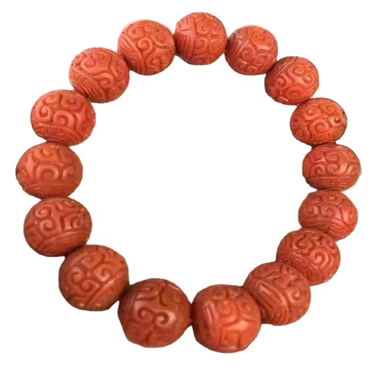 Baoshan Nanhong Carved Buddha round beads agate Bracelets