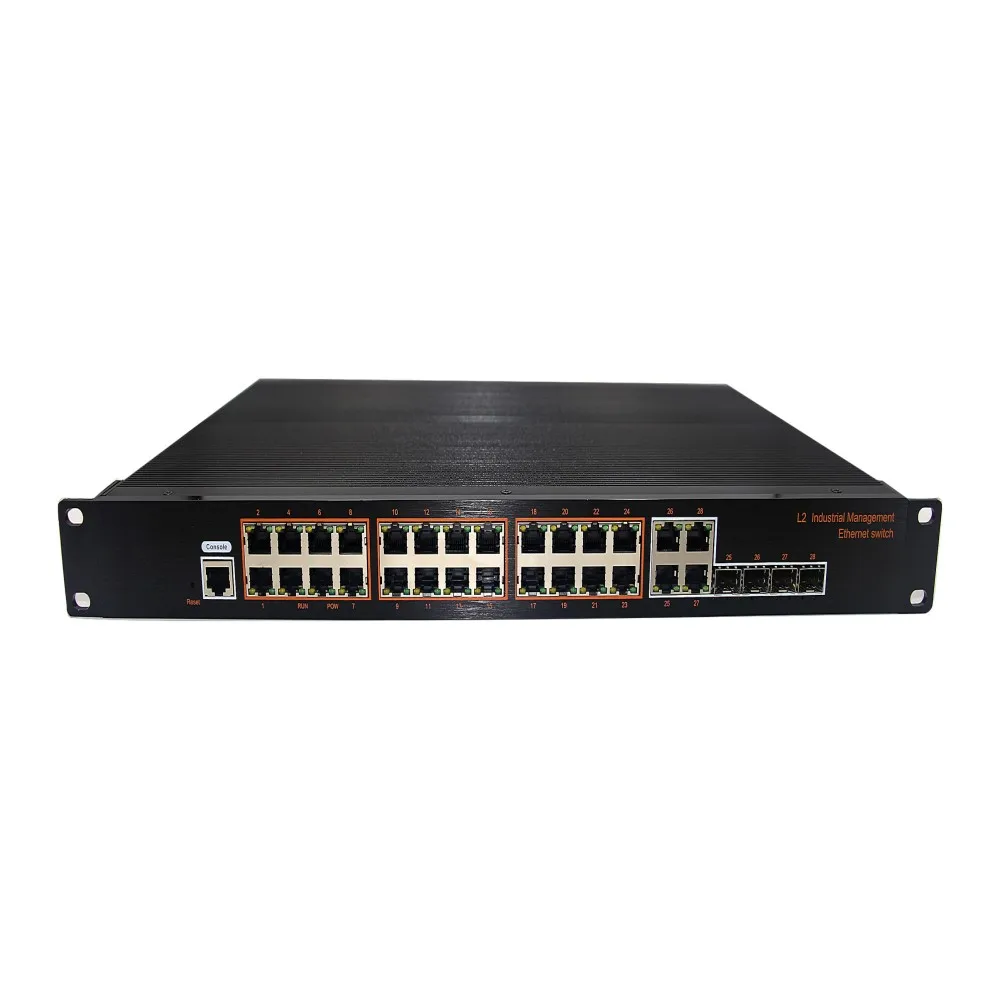 Factory Price 24 Port  Switch 10/1New ideas 24-port 10/100/1000Base4G combo mountain Managed Industrial Switch