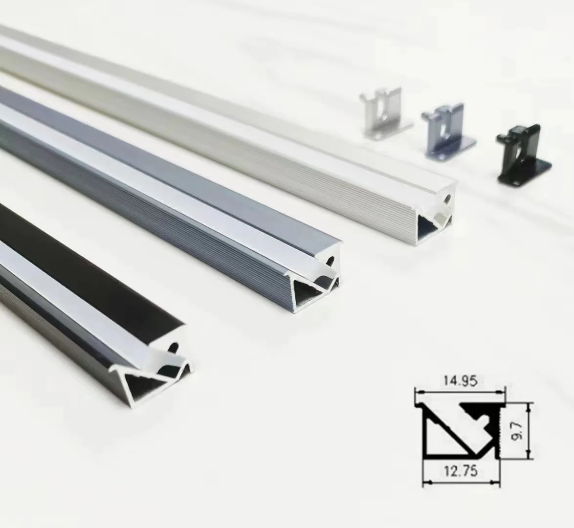 Indoor wardrobe decorative led cabinet corner linear strip light aluminum profile lighting