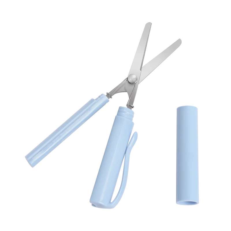 Оптовая продажа, портативные мини-ножницы в форме ручки, Запираемая рукоятка из нержавеющей стали, школьные, Офисные, школьные, художественные ножницы «сделай сам»