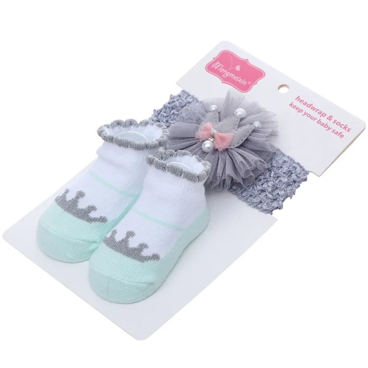 3d Cute Antislip Ruffle Socks Gift Box Set newborn baby boy socks hat set