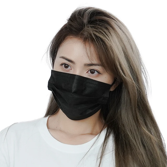 Fast Delivery Good Raw Material Disposable 3-ply Filter Non-woven Fabric Civil Use Black Facial Mask 3m Respirator