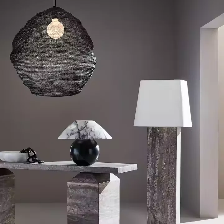 Natural Marble Table Lamp Desktop Ornaments Rechargeable Table Lamp Marble Home Decorations